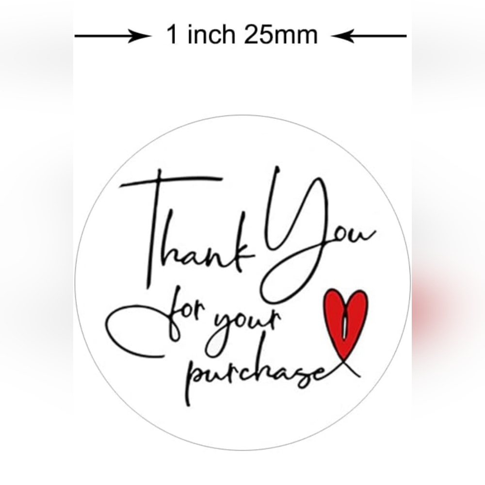100 THANK YOU FOR YOUR PURCHASE Stickers 1"
